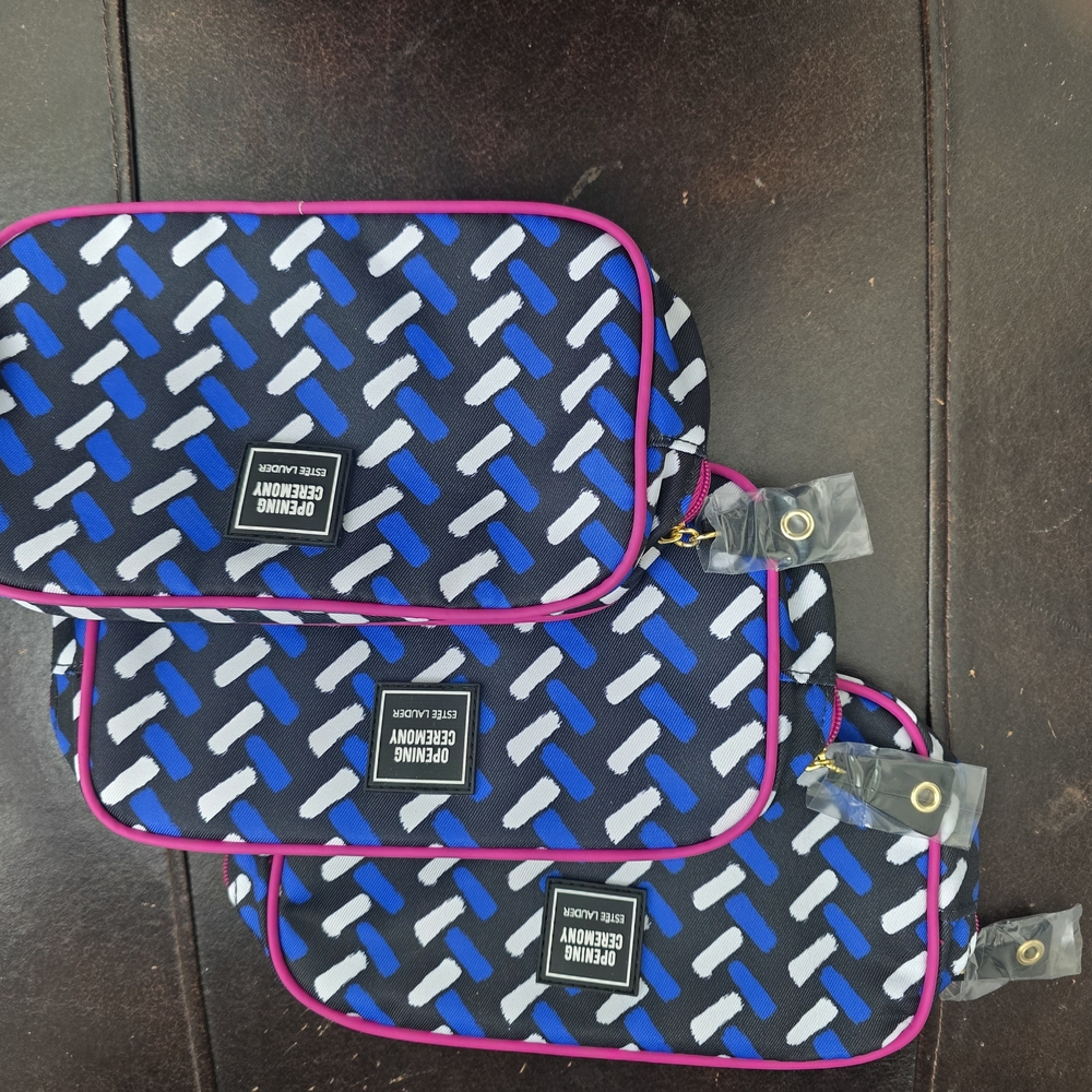 Cosmetic Bags Blue and White Patterned. All New. 3 For &15